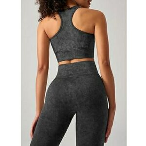 Women Workout Set Seamless High Waist Legging Padded Racerback Sports Bra